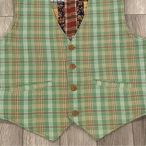 Vintage Patch Magic Quilted Reversible Vest Size XL Patchwork/Plaid Green/Button - Picture 13 of 15